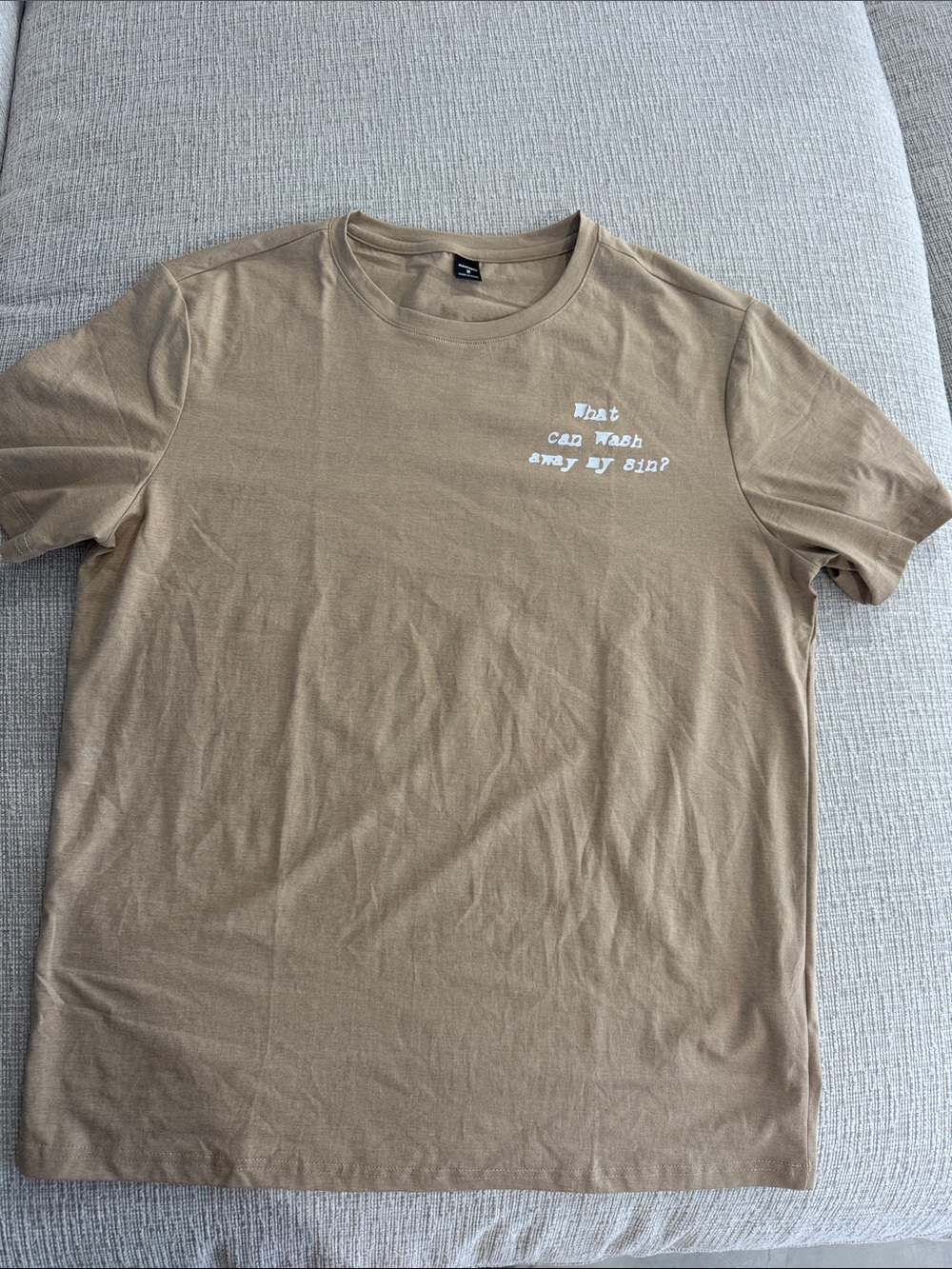 Men's Tan Short Sleeve Graphic Crew Tee